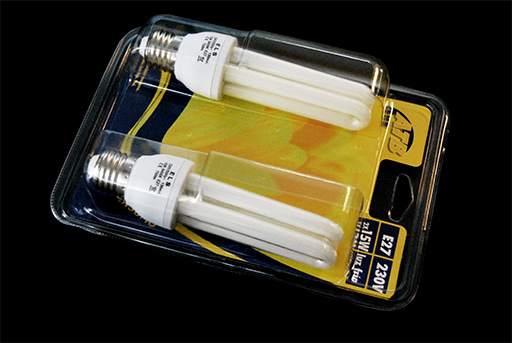ref.2055:Envase blíster para 2 bombillas E27 de 15W