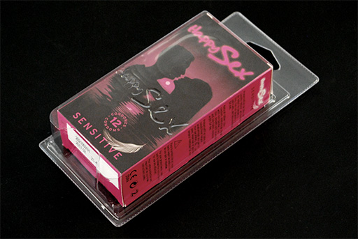 Packaging blíster transparente para preservativos